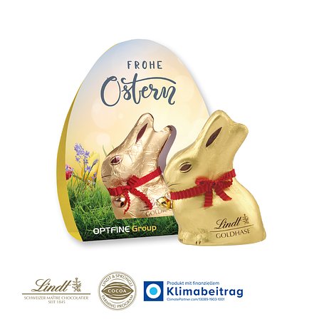 Werbe-Aufsteller „Lindt Goldhase“ mit Glöckchen, 50 g
