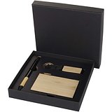 Set mit Kugelschreiber aus RCS Recycling-Aluminium, Schlüsselanhänger und RFID-Kartenhalter - Elier