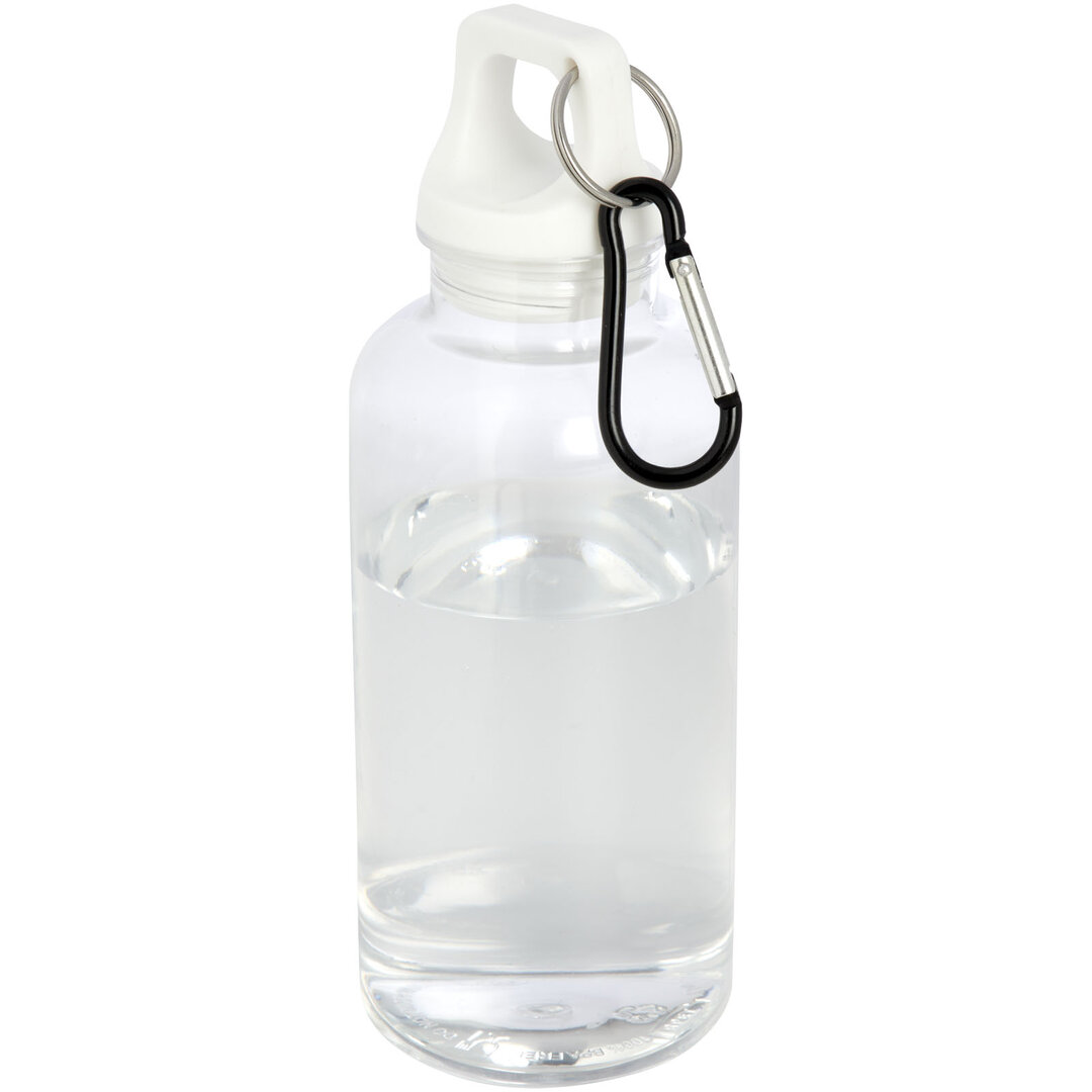 400 ml RCS-zertifizierte Trinkflasche aus recyceltem Kunststoff mit Karabiner - Emerik