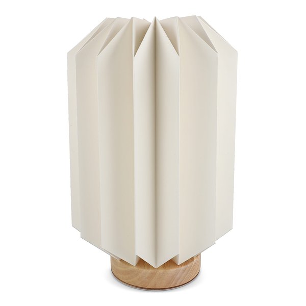 faltbare Papier-LED-Lampe Eos auf Holzsockel, 25cm (Briefkastengröße) Chlannana