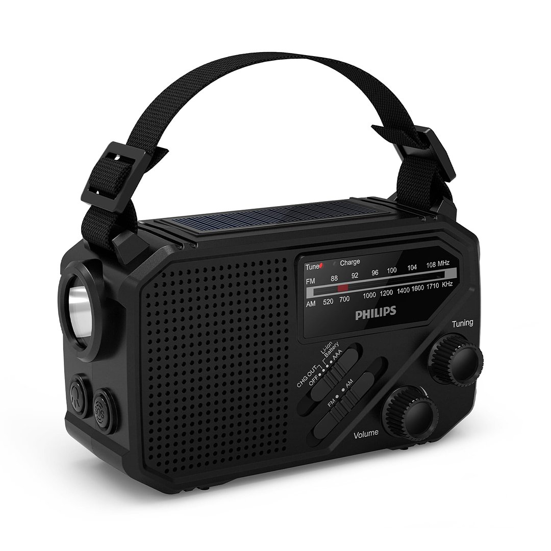 Philips TAR1609 Notfallradio mit analogem FM/AM-Tuner und Taschenlampe Elveri
