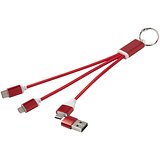 4-in-1 Ladekabel aus recyceltem Aluminium mit Schlüsselanhänger - Lolel