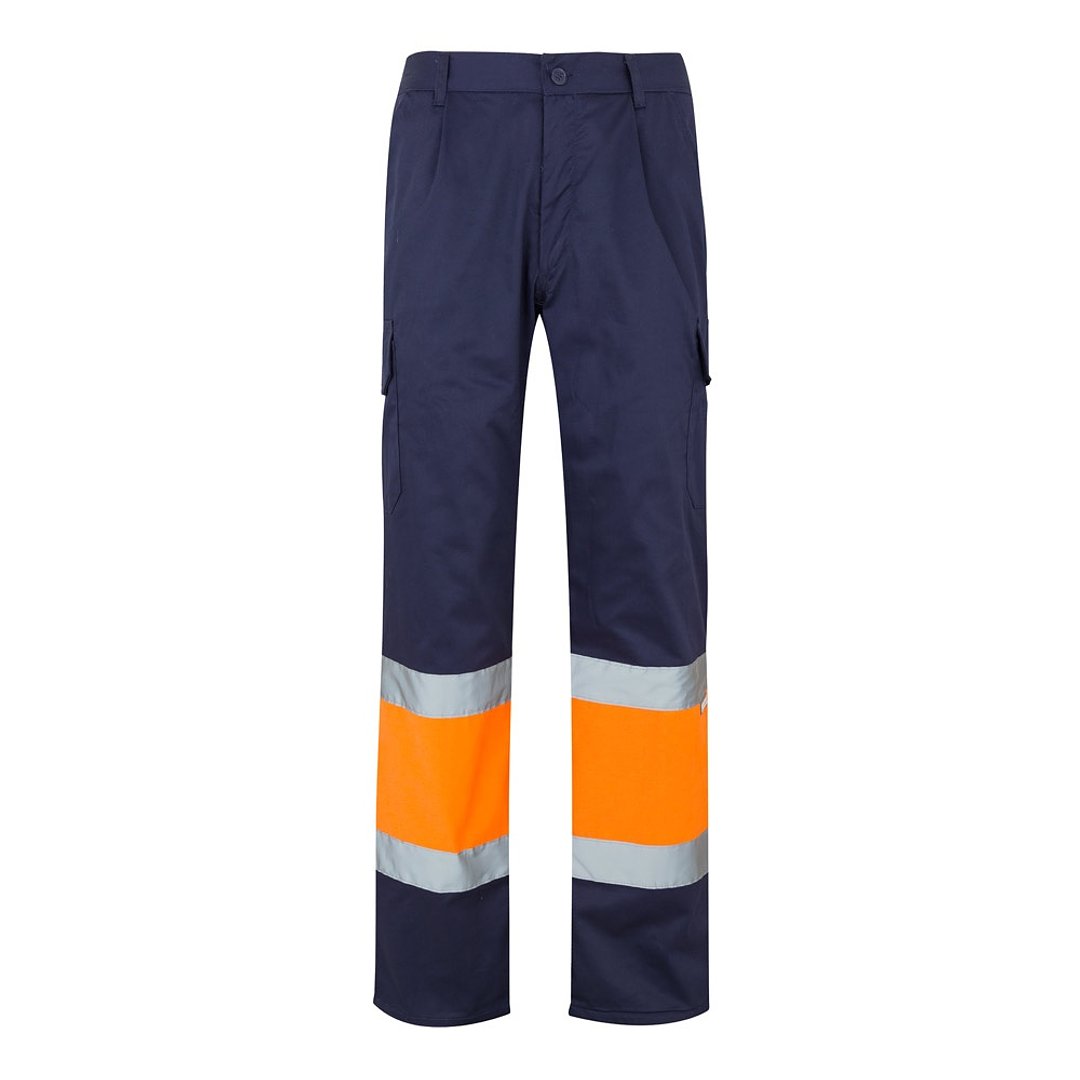 Zweifarbige Twill-Hose mit mehreren Taschen (210 g/m²), aus Baumwolle (20%) und Polyester (80%) Steiler