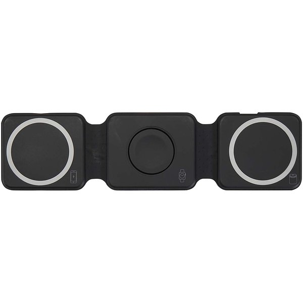 15 W 3-in-1 zusammenklappbares kabelloses Ladegerät aus recyceltem Kunststoff - Vicatri