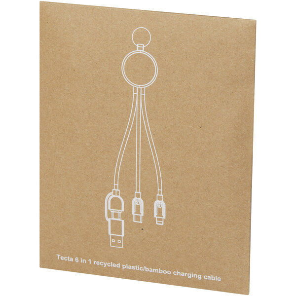 6-in-1 Ladekabel mit Schlüsselring aus recyceltem Kunststoff und Bambus - Griori