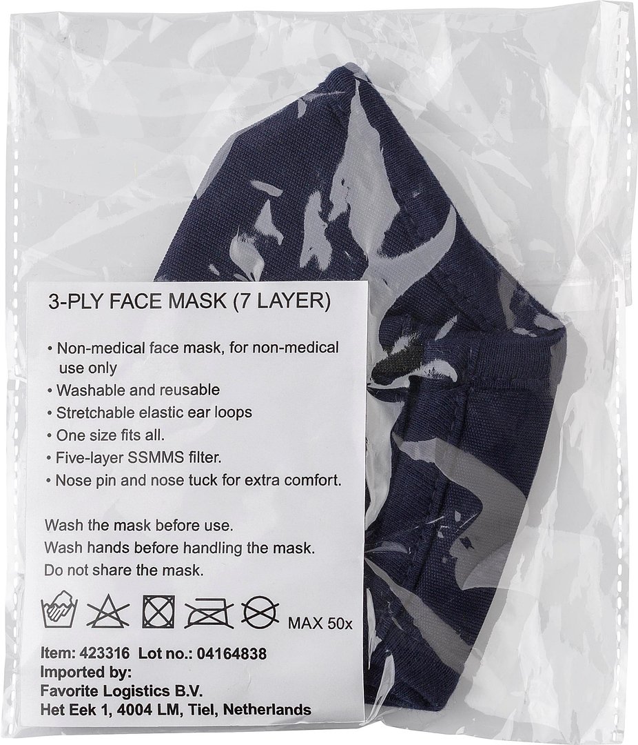 Wiederverwendbare Maske aus Baumwolle und Polyester Vinath