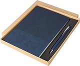 Recyceltes PU-Notizbuch (A5) und Kugelschreiber-Set Ramudolf