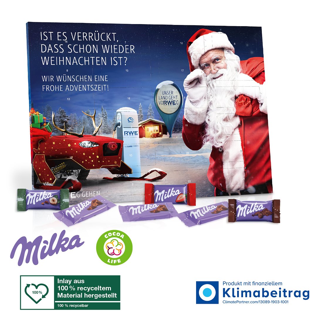 Tisch-Adventskalender mit Milka Schokolade Mix