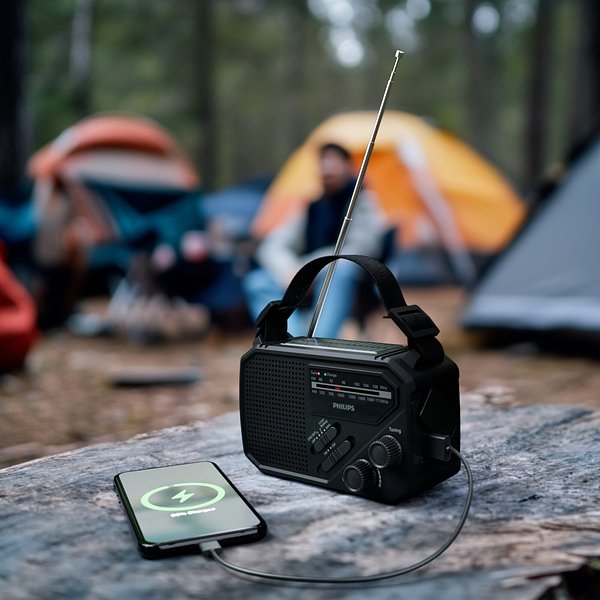 Philips TAR1609 Notfallradio mit analogem FM/AM-Tuner und Taschenlampe Elveri