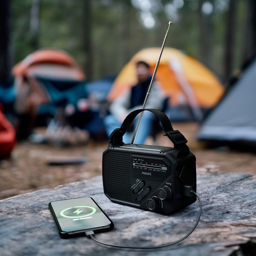 Philips TAR1609 Notfallradio mit analogem FM/AM-Tuner und Taschenlampe Elveri