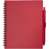 Softcover Notizbuch aus recyceltem Kunststoff mit Kugelschreiber (blaue Mine) - Merin