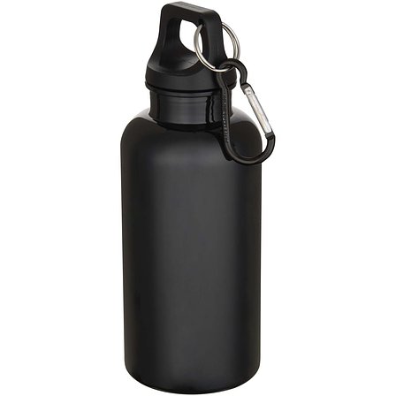 400 ml einfarbige RS-zertifizierte Trinkflasche aus recyceltem Kunststoff mit Karabinerhaken - Uedi