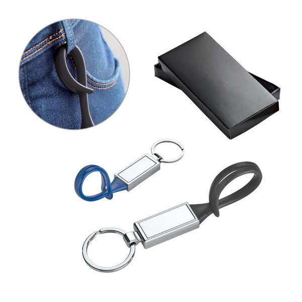 Schlüsselanhänger aus Metall und PVC Steile