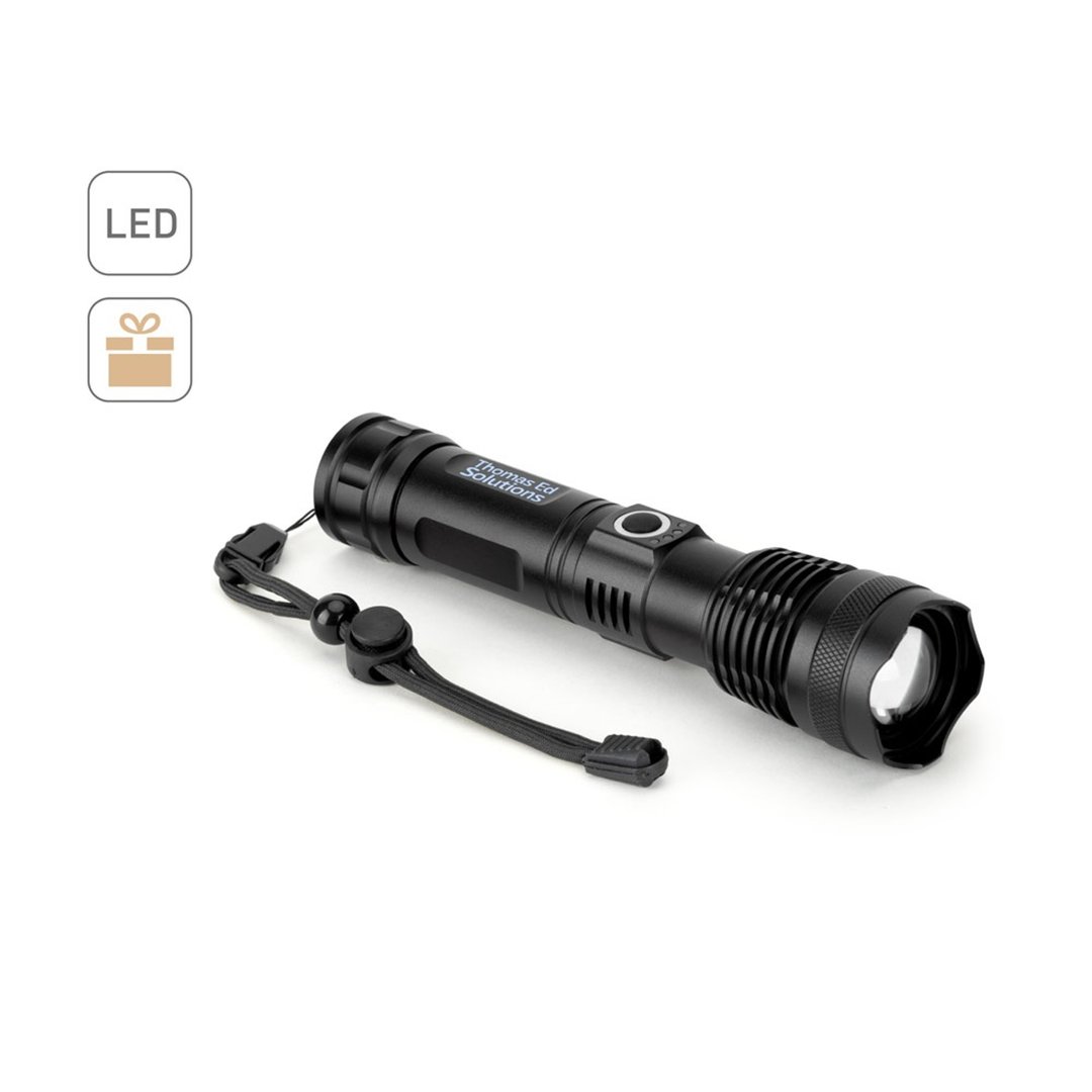 Wiederaufladbare Taschenlampe aus Aluminium (85% recyceltem) mit 10 W Leistung Liusep