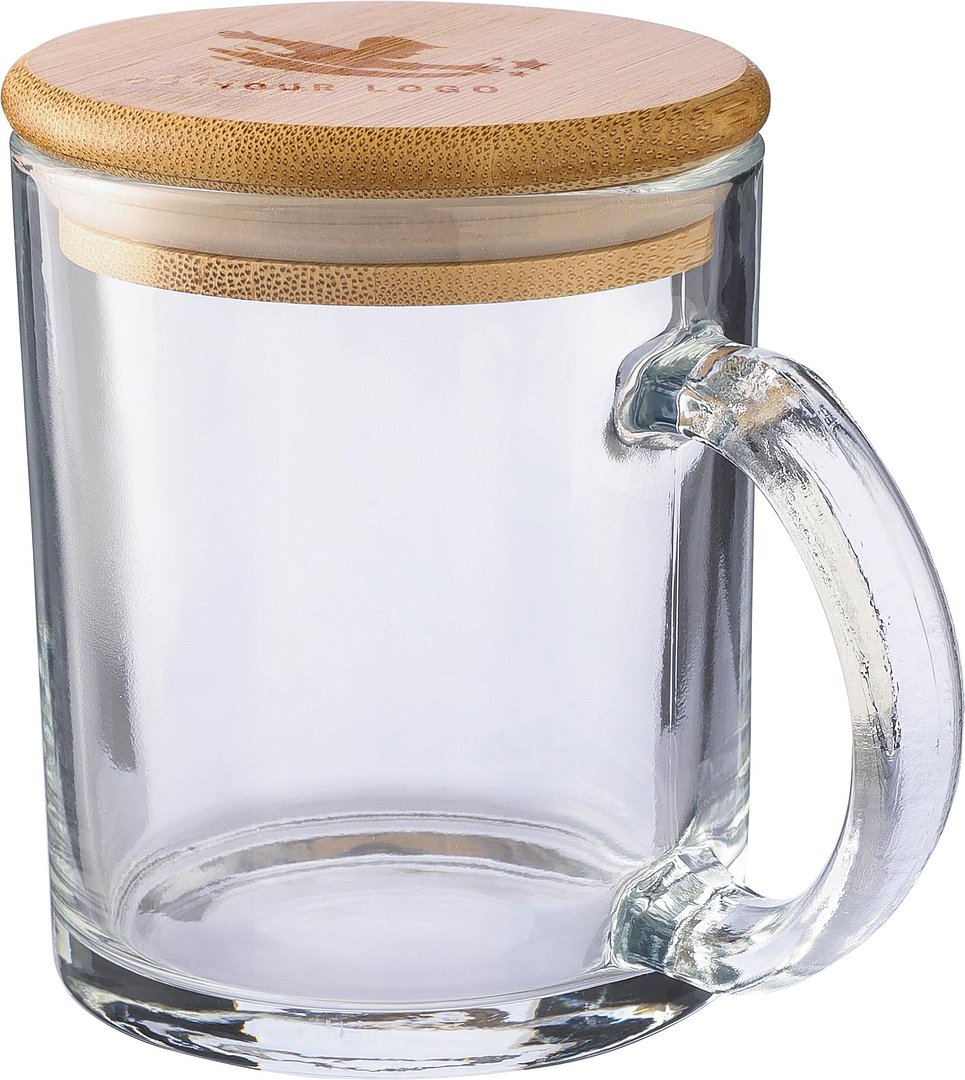 Trinkbecher Raza | Recyceltes Glas | Bambusdeckel | 300 ml