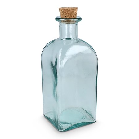 Square Recycelte Glaswasserflasche ReuuZ mit Korkverschluss 1 l Fränziama