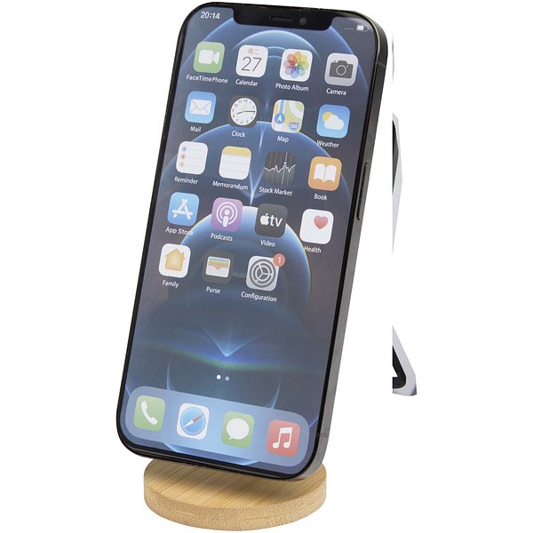 Klappbare magnetische Smartphonehalterung aus recyceltem Kunststoff mit Bambusdetails - Gilgio