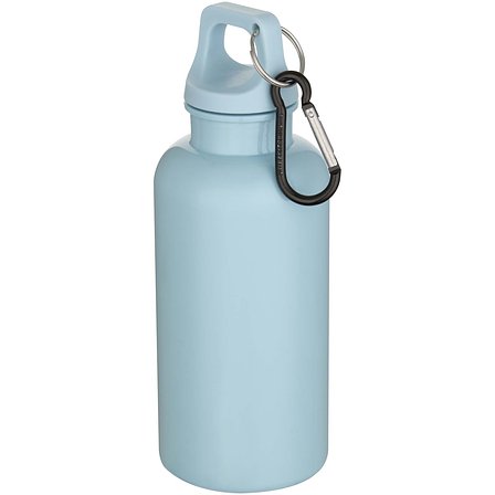 400 ml einfarbige RS-zertifizierte Trinkflasche aus recyceltem Kunststoff mit Karabinerhaken - Uedi
