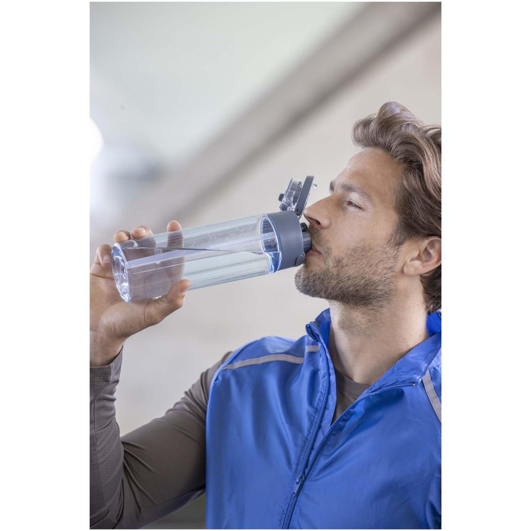 700 ml RCS Trinkflasche aus recyceltem Kunststoff mit Multifunktionsdeckel und Klappstrohhalm - Vreilga