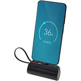 10 W 5000 mAh Typ C Powerbank aus recyceltem Kunststoff mit integriertem Klappständer und 2 in 1 Kabel - Jöritat