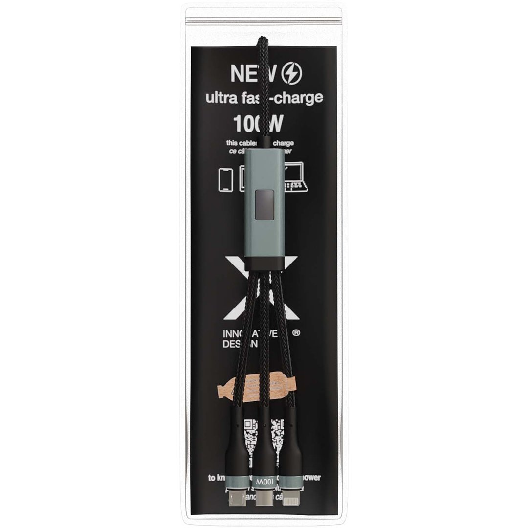 100W ultraschnelles 5-in-1 Ladekabel aus rPET - Itta