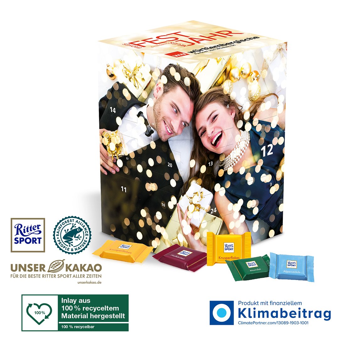Adventskalender Cube „XL“ mit Ritter SPORT Schokolade