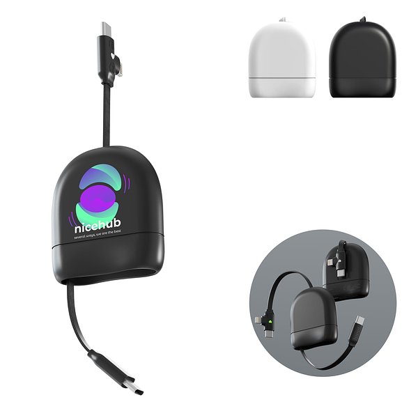 ICE-R Einziehbares USB-C- und Lightning-Kabel 60 W 1 Meter Vregun