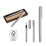 Roller- und Kugelschreiberset aus 53% recyceltem Edelstahl Lütholdin