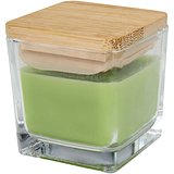 Quadratische Glaskerze mit Bambusdeckel - Badi