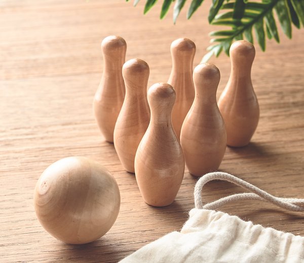 Mini-Bowling-Set Kiefernholz Steivel