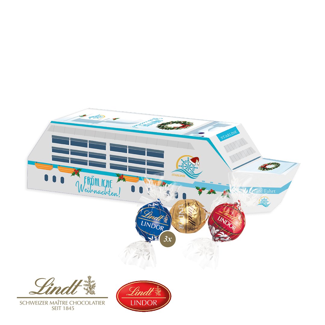 3D Präsent "Schiff" mit Lindor Pralinés