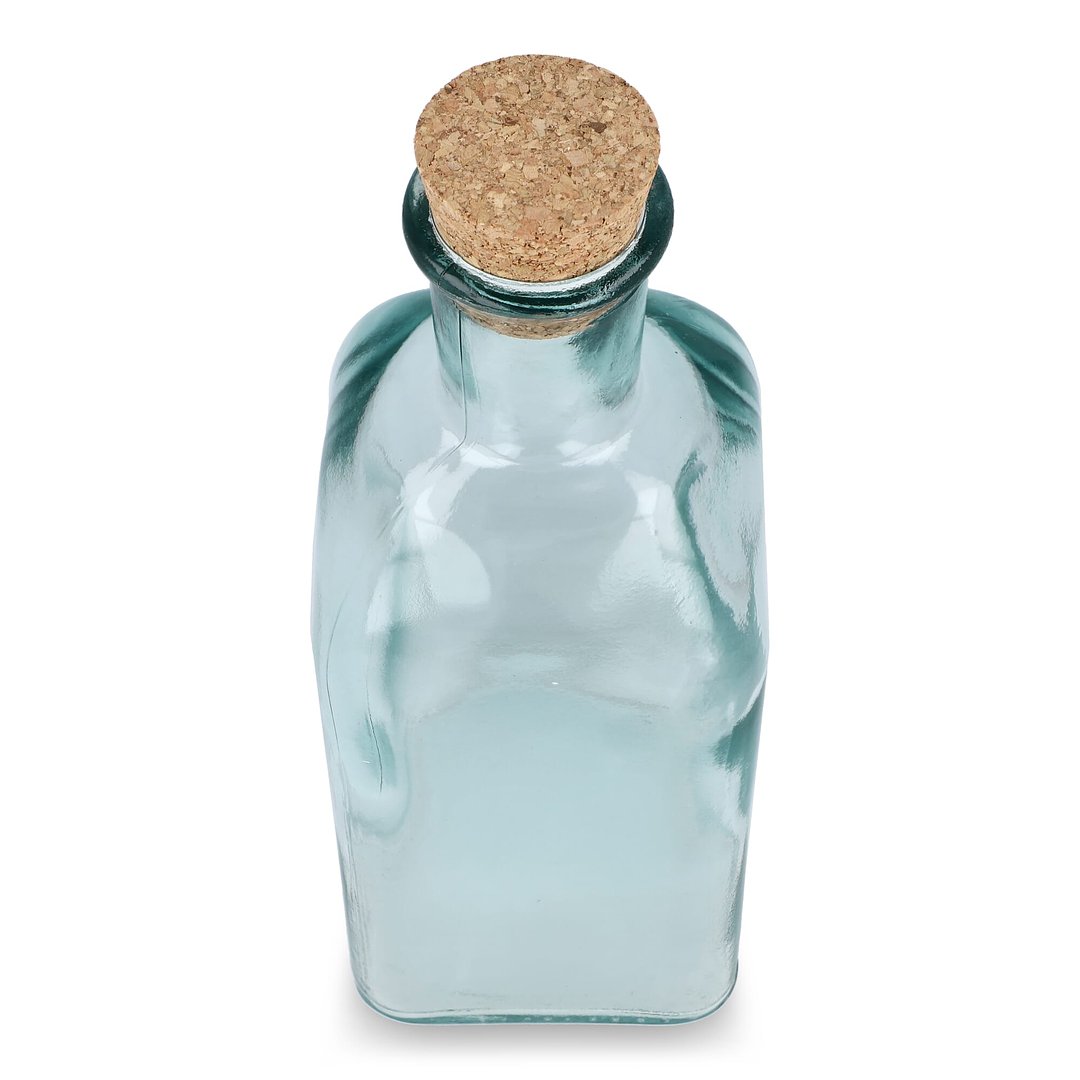 Square Recycelte Glaswasserflasche ReuuZ mit Korkverschluss 500ml Giannele