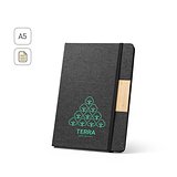 Notizbuch im Format A5 mit festem Einband aus 100 % recyceltem PET-Gewebe und linierten Seiten aus Recyclingpapier Relis