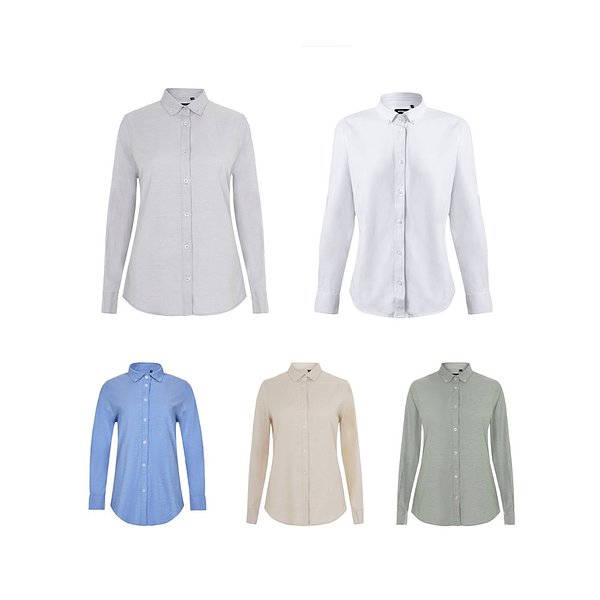 Hemd Oxford (180 g/m²) für Damen, aus Baumwolle (50 %), Polyester (45 %) und Elasthan (5 %) Mudesch