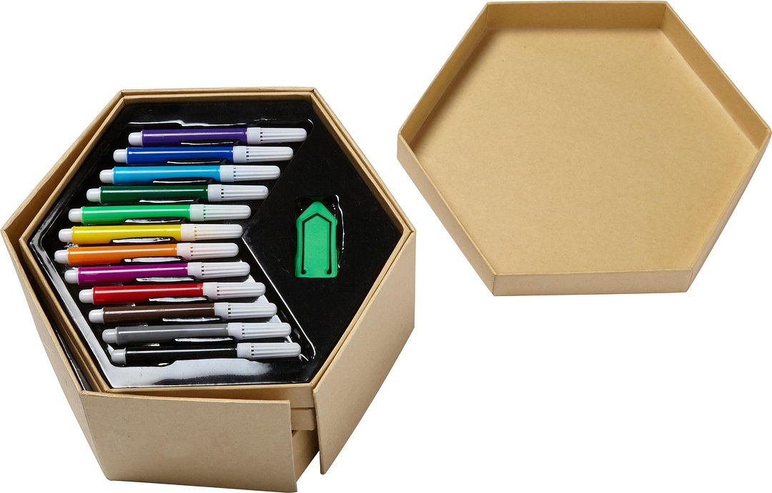 Kunst-Set Dinatha | Sechseckige Kartonbox | 54 St.