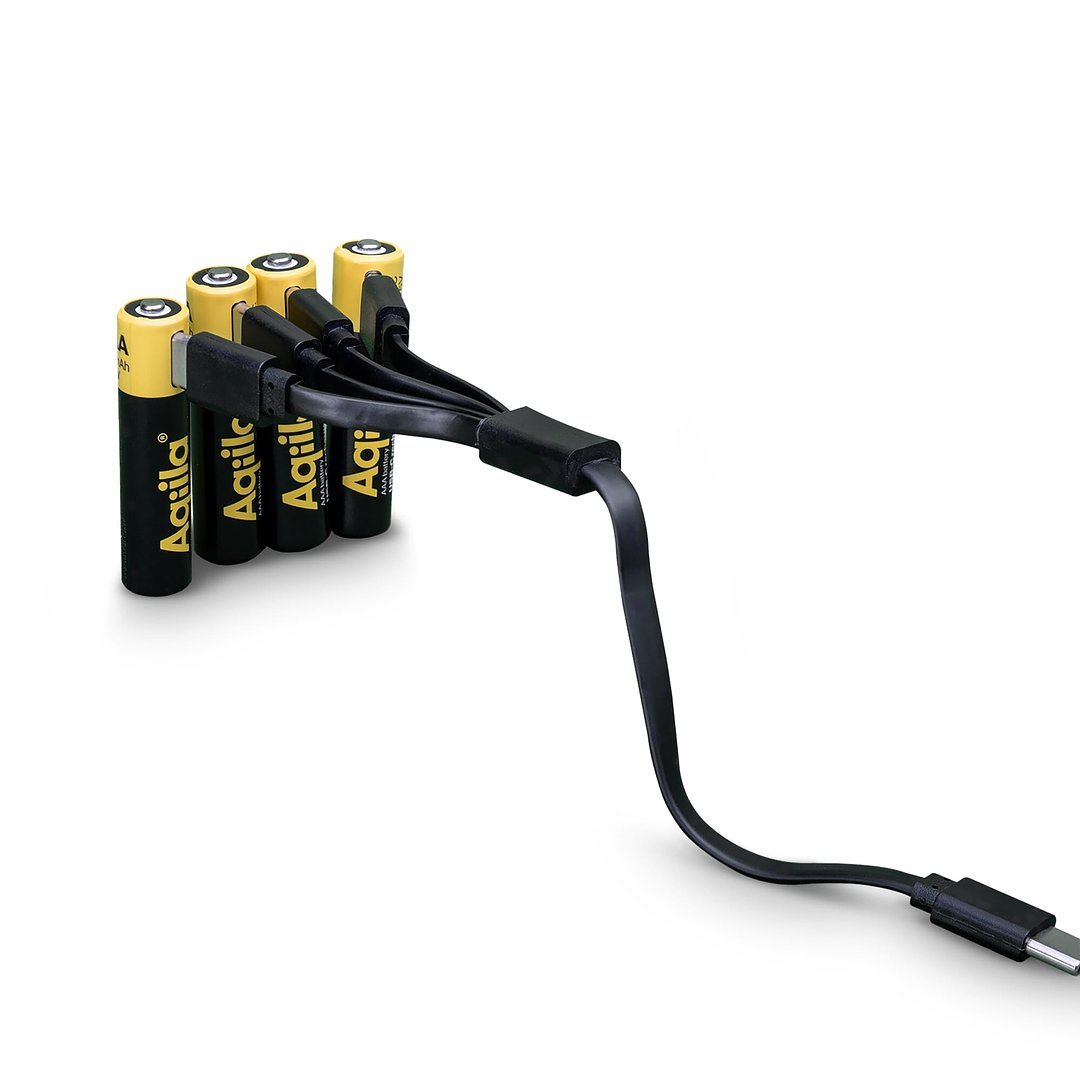 Wiederaufladbare USB-C-Batterien AAA 600 mAh, 4er-Pack Bendritla