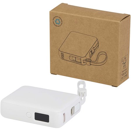35 W 10.000 mAh Tablet Powerbank mit integriertem Typ-C-Kabel aus recyceltem Kunststoff - Ylanin