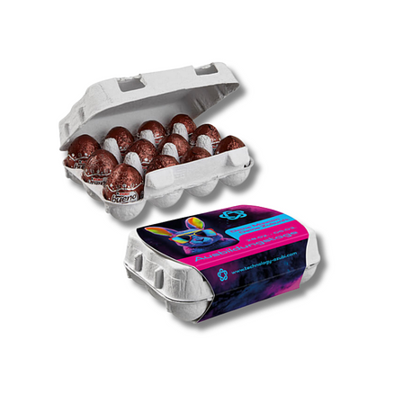 12er Ostereier-Kartons mit personalisiertem Werbeschuber 