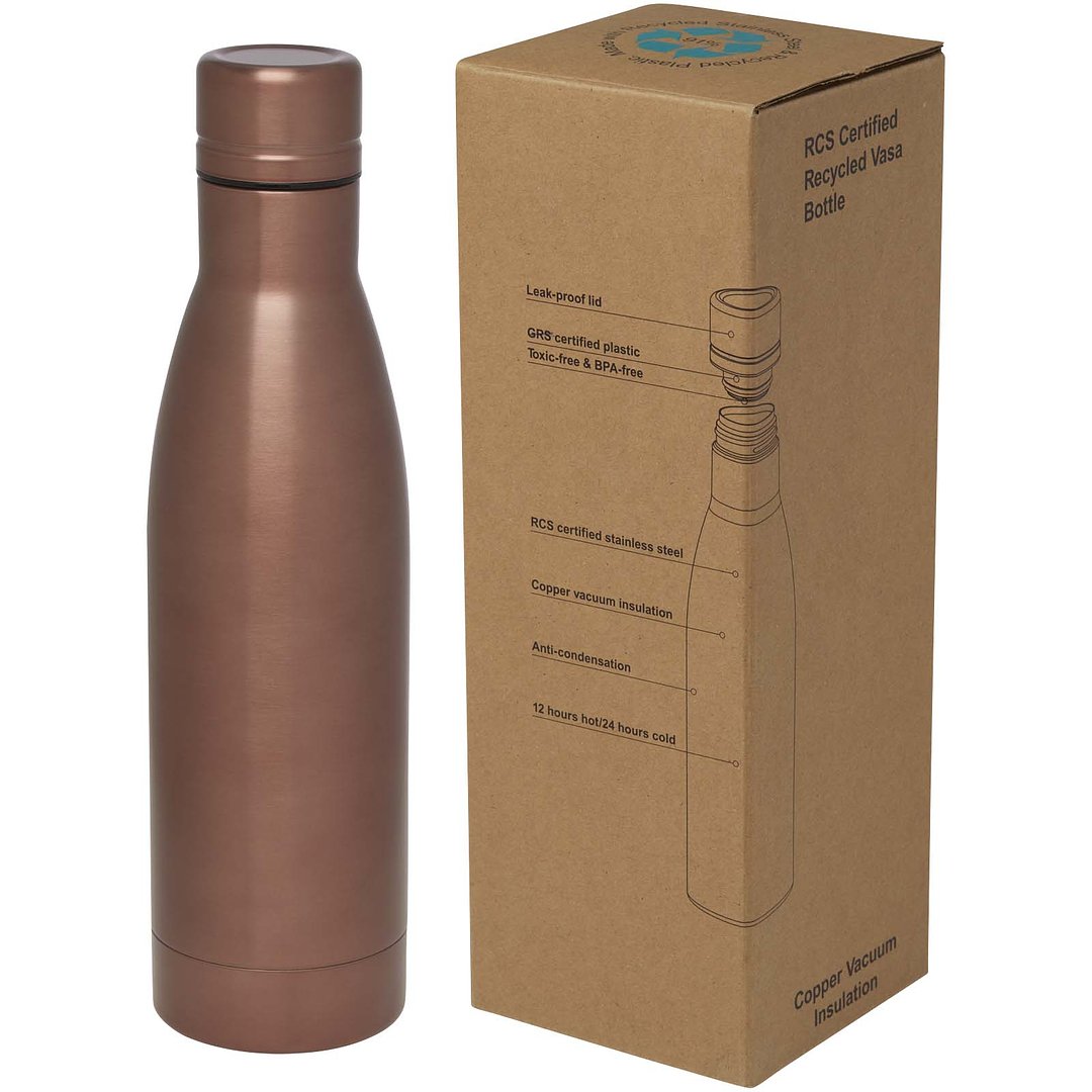 RCS-zertifizierte Kupfer-Vakuum Isolierflasche aus recyceltem Edelstahl, 500 ml - Truia