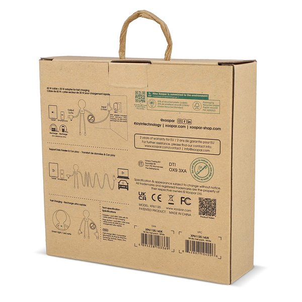 2090 - Mr. Bio Langes Ladekabel + UK Stecker Adapter Benjast