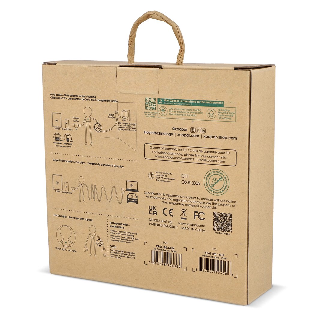 2090 - Mr. Bio Langes Ladekabel + UK Stecker Adapter Benjast