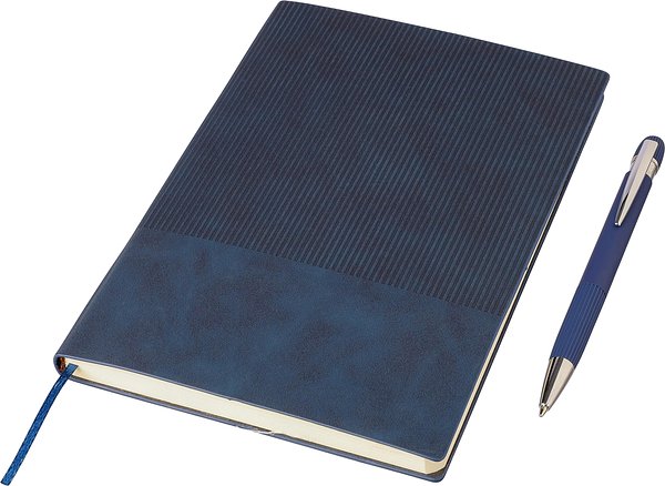Recyceltes PU-Notizbuch (A5) und Kugelschreiber-Set Ramudolf
