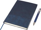 Recyceltes PU-Notizbuch (A5) und Kugelschreiber-Set Ramudolf