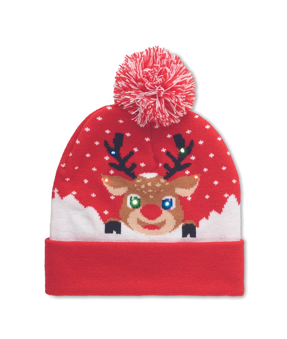 Weihnachtliche Strickmütze LED Benestel