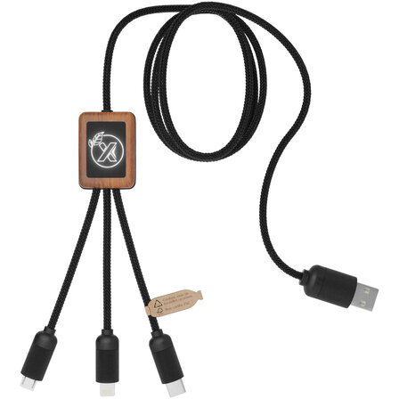 3-in-1 Bambuskabel mit Leuchtlogo - Hanrs