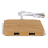 Bamboo Wireless charger with 2 USB hubs 5W Aniania