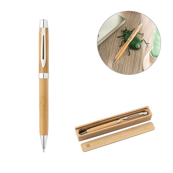 Bamboo Kugelschreiber mit Clip und Drehmechanik Ferelf
