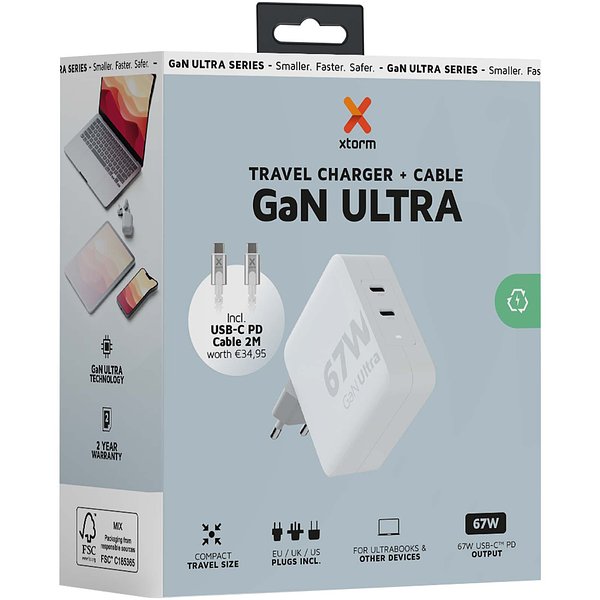XVC2067 GaN Ultra 67 W Reiseladegerät mit 100 W USB-C PD-Kabel - Menelini