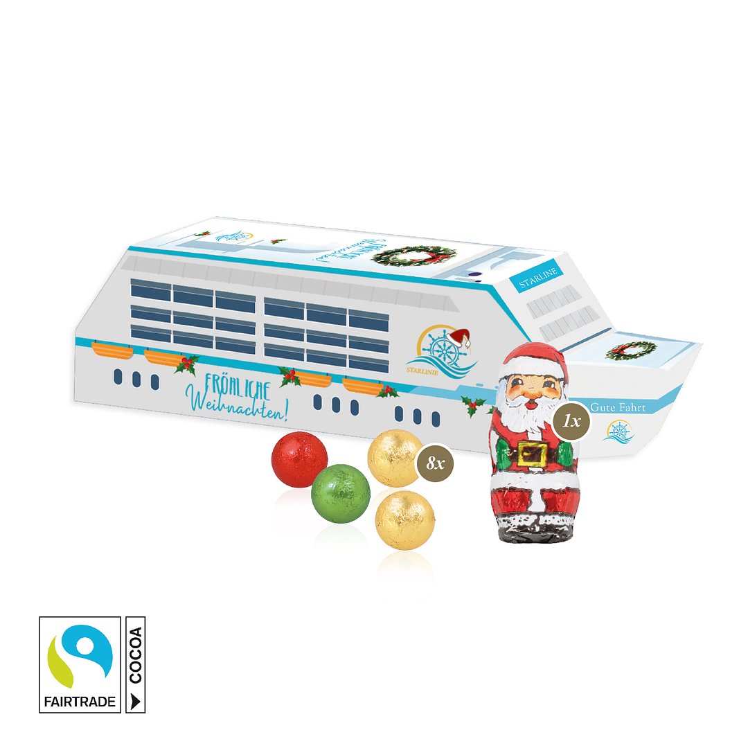 3D Präsent "Schiff" mit Fairtrade® Schokolade