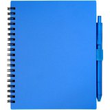Softcover Notizbuch aus recyceltem Kunststoff mit Kugelschreiber (blaue Mine) - Merin